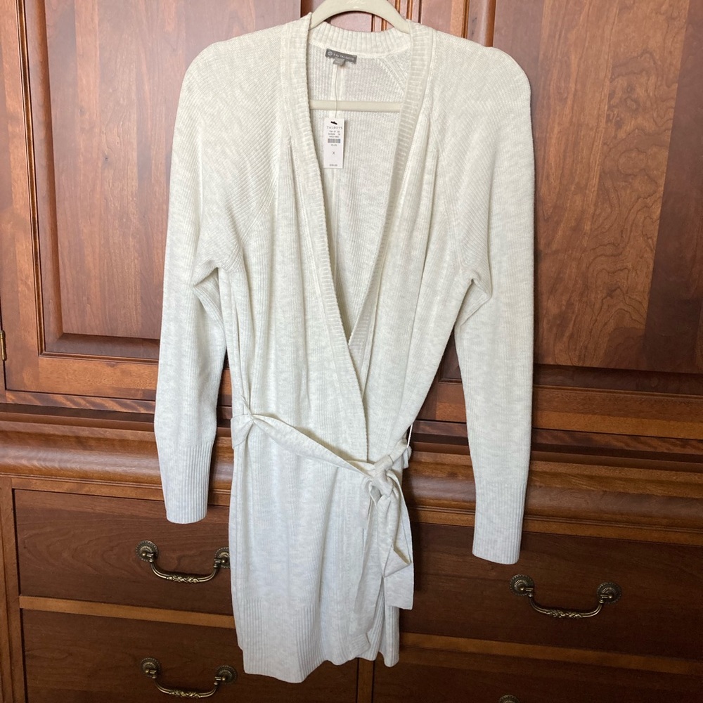 Talbots cream  cardigan with belt
